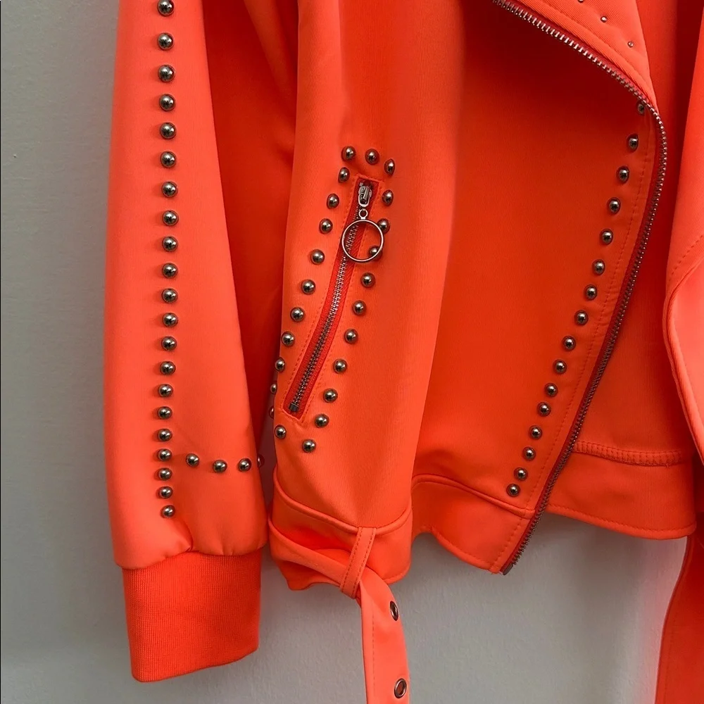 Women's Orange Studded Moto Jogger Set
